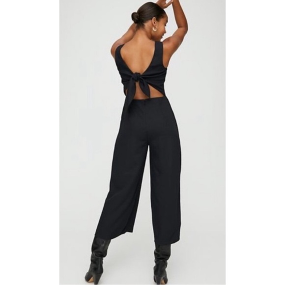 ARITZIA | Wilfred Écoulement Tie Back Sleeveless Jumpsuit in Black, Size 2 - Picture 3 of 15